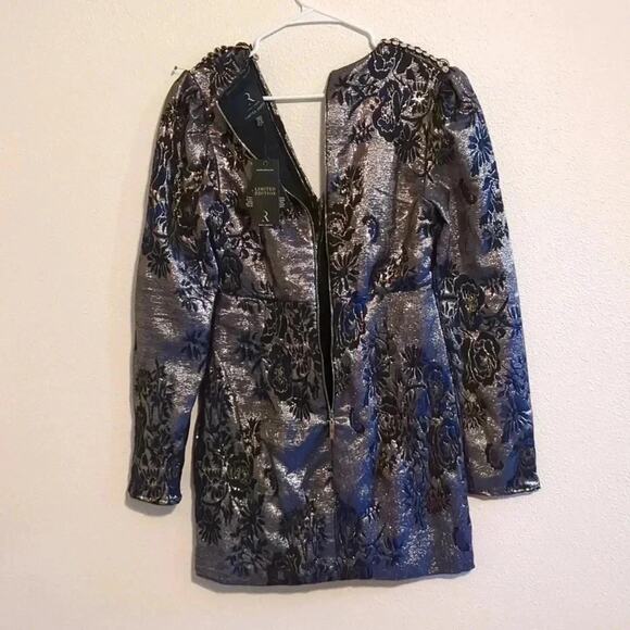 Rare London Limited edition blue metallic cocktail dress NWT size 6 - Picture 6 of 6